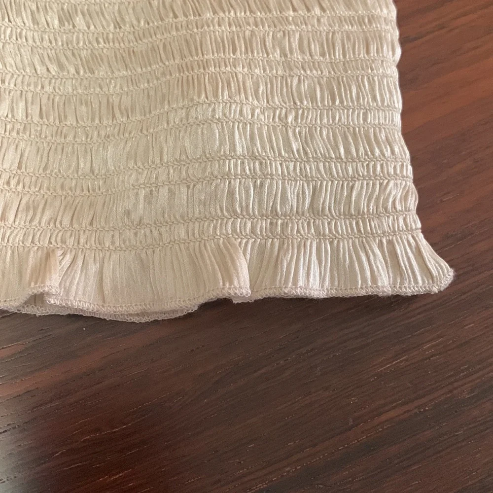 bebe Silky Puff Sleeve Cream Cowl Neck Top XSmall NWT - Picture 7 of 7
